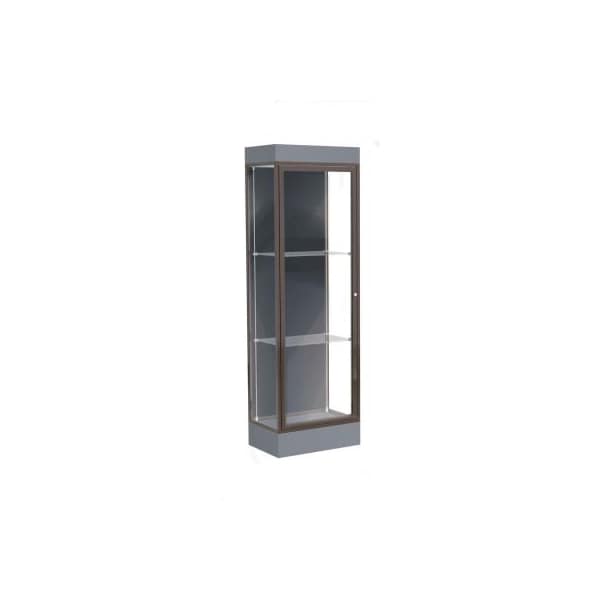 Waddell Display Case Of Ghent Edge Lighted Floor Case, Slate Back, Dark Bronze Frame, 6" Carbon Mesh Base, 24"W x 76"H x 20"D 91LFSL-BZ-CM - main